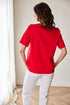 Peruzzi Appliqué Detail Round Neck Top in Red – S26192