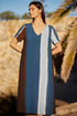 Peruzzi Multi Stripe Watercolour Dress Blue & Brown S26205