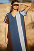 Peruzzi Multi Stripe Watercolour Dress Blue & Brown S26205
