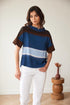 Peruzzi Multi Stripe Watercolour Top Blue & Brown S26206