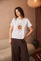 Peruzzi Circle Line Graphic T-Shirt – White & Ginger – S26232