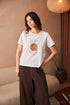 Peruzzi Circle Line Graphic T-Shirt – White & Ginger – S26232