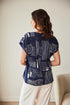 PERUZZI Navy Ripple Print Short Sleeve Top S26514