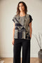 Peruzzi Black & Gold Geometric Print Cap Sleeve Top S26518