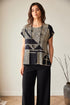 Peruzzi Black & Gold Geometric Print Cap Sleeve Top S26518