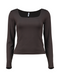 Hailys Ladies Al44essia Square Neck Long Sleeve Top - Cocoa SHI2508024CO