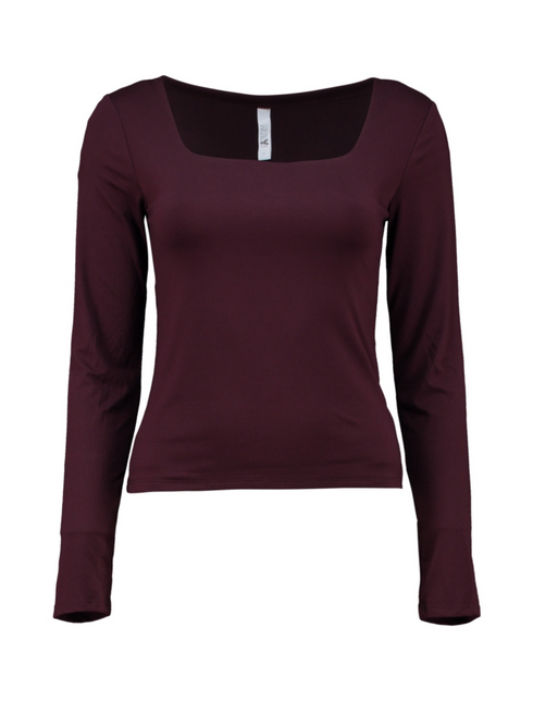 Hailys Ladies Al44essia Square Neck Long Sleeve Top - Dark Cherry SHI2508024DC
