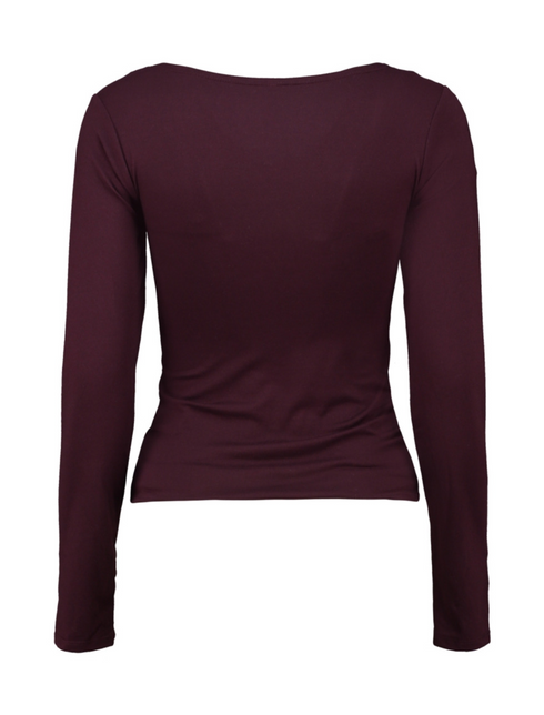 Hailys Ladies Al44essia Square Neck Long Sleeve Top - Dark Cherry SHI2508024DC