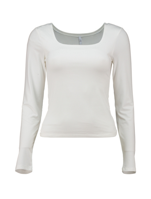 Hailys Ladies Al44essia Square Neck Long Sleeve Top - White SHI2508024WH