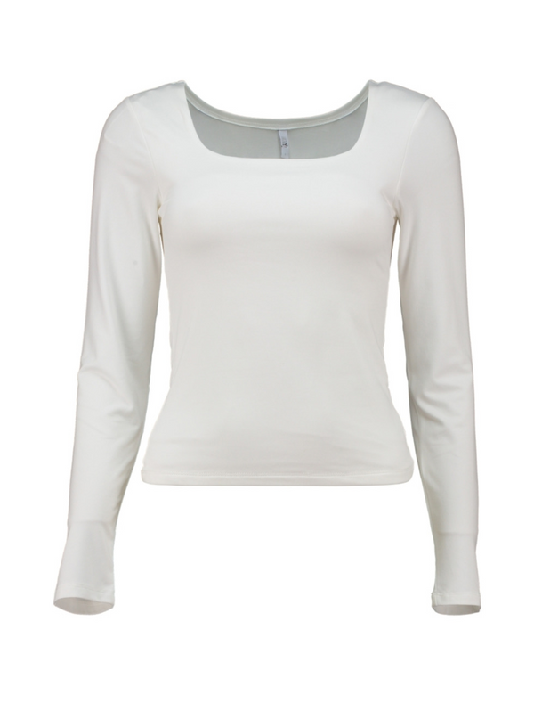 Hailys Ladies Al44essia Square Neck Long Sleeve Top - White SHI2508024WH