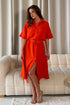 Girl In Mind Harley Belted Wrap Front Midi Dress In Orange SI8168