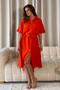 Girl In Mind Harley Belted Wrap Front Midi Dress In Orange SI8168
