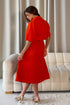 Girl In Mind Harley Belted Wrap Front Midi Dress In Orange SI8168