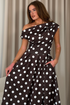 Girl in Mind Womens Betty Asymmetric Neck Midi Dress SI8987-E - Brown