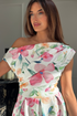 Girl In Mind White Spring Summer Floral Betty SI8987-0 Asymmetric Skater Midi Dress