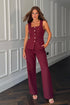 Girl In Mind Jo Pleat Detail Tailored Trouser - Berry SI8990-B
