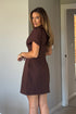 Girl In Mind Ami Tulip Sleeve High Neck Mini Dress - Brown SI8994