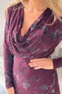 Girl In Mind Remington Flocked Floral Cowl Neck Midi Dress - Plum SI9011