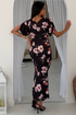 Girl in Mind Womens Cleo Ruched Detail Floral Midi Dress SI9088-D - Black