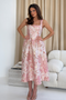 Girl In Mind Rosie Strappy Floral Jacquard Midi Dress Pink Floral SI9142-A