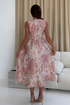 Girl In Mind Rosie Strappy Floral Jacquard Midi Dress Pink Floral SI9142-A