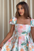 Girl In Mind White Spring Summer Floral Prim SI9156-A Cap Sleeve Midi Dress