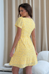 Girl In Mind Yellow Floral Sophia SI9239-A Sweetheart Neckline Mini Dress