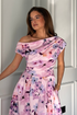 Girl in Mind Women's Betty Asymmetric Neckline Skater Mini Dress Lilac SI9261-B