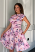 Girl in Mind Women's Betty Asymmetric Neckline Skater Mini Dress Lilac SI9261-B
