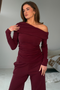 Girl in Mind Womens Jay Asymmetric Long Sleeve Top SI9358-A - Berry