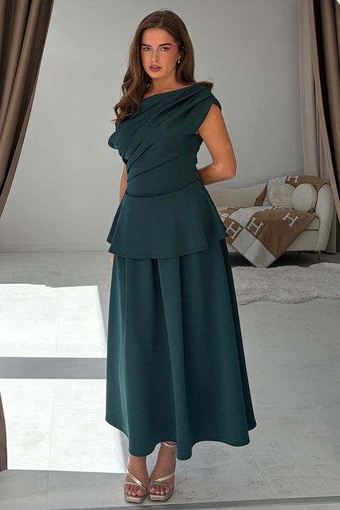 Girl in Mind Womens Connie Peplum Midi Dress SI9448-A - Green