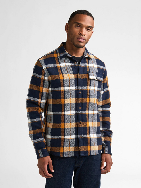 Petrol Industries Heavyweight Cotton Check Flannel Shirt SIL410 5092 - Royal Navy