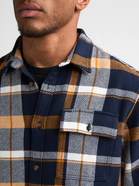 Petrol Industries Heavyweight Cotton Check Flannel Shirt SIL410 5092 - Royal Navy