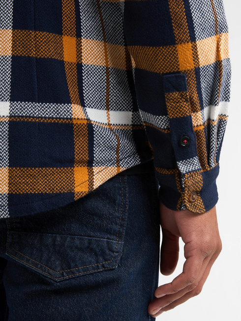 Petrol Industries Heavyweight Cotton Check Flannel Shirt SIL410 5092 - Royal Navy