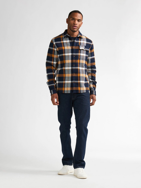 Petrol Industries Heavyweight Cotton Check Flannel Shirt SIL410 5092 - Royal Navy