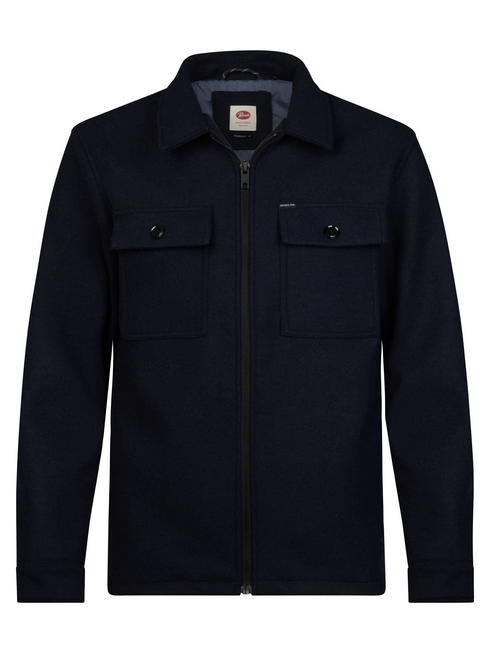 Petrol Industries Full-Zip Wool-Look Overshirt Jacket SIL418 5092 - Royal Navy
