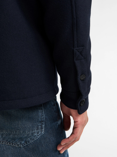 Petrol Industries Full-Zip Wool-Look Overshirt Jacket SIL418 5092 - Royal Navy