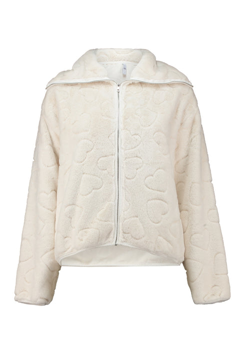 Hailys Ay44liva Embossed Heart Plush Zip Jacket SJA-2601079 - Cream