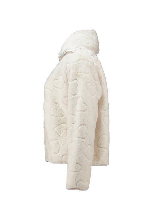 Hailys Ay44liva Embossed Heart Plush Zip Jacket SJA-2601079 - Cream