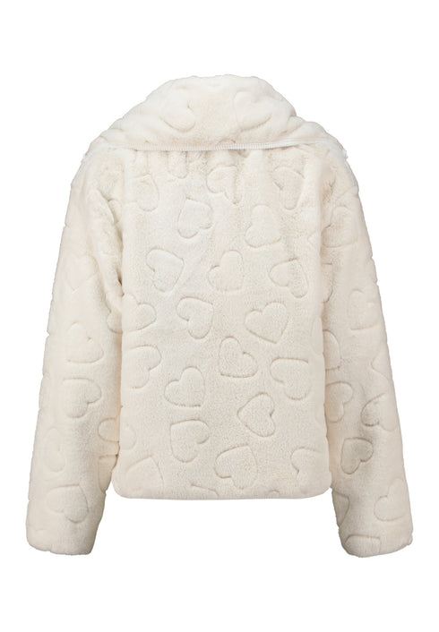 Hailys Ay44liva Embossed Heart Plush Zip Jacket SJA-2601079 - Cream