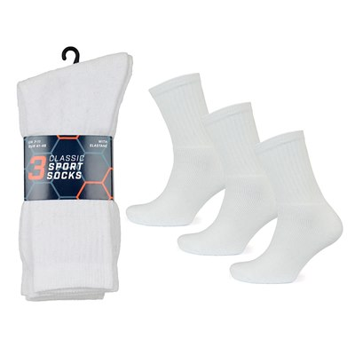 Classic Sports Socks Mens White Sport Socks 3 Pack sk102