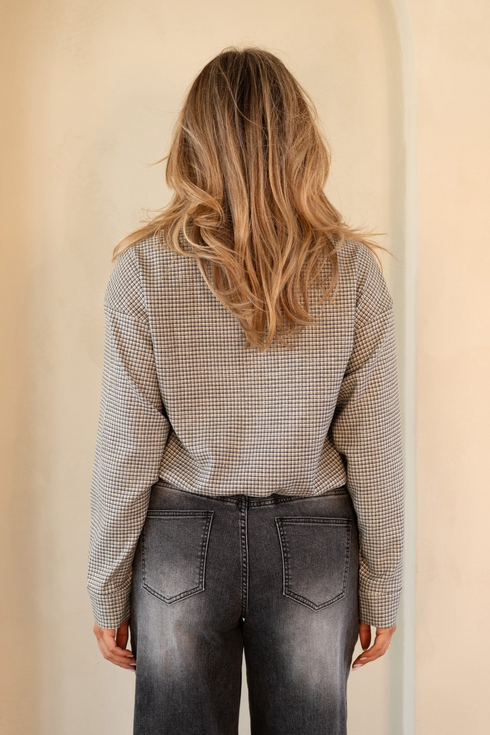 Kimara Sterre Checked Blouse Jacket Hybrid STERRE - Black/Beige