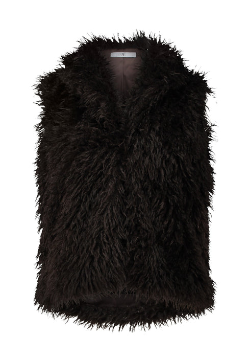 Hailys Fi44na Shaggy Faux Fur Gilet SUM-2601017 - Cocoa Brown