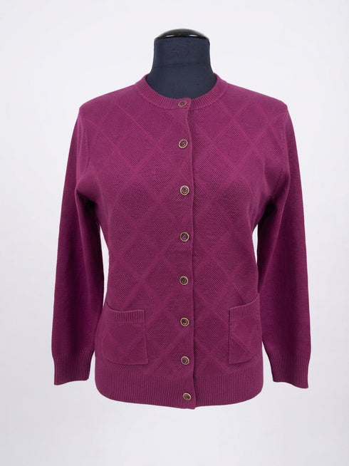 Castle Knitwear Diamond Pattern Lumbar Cardigan SV384 5066 - Crayola Pink