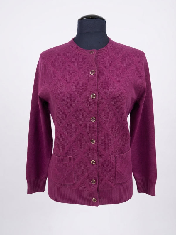 Castle Knitwear Diamond Pattern Lumbar Cardigan SV384 5066 - Crayola Pink