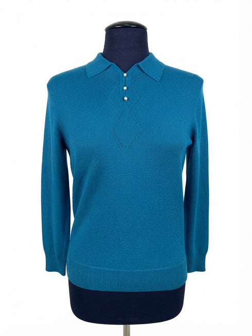 Castle Knitwear Collared Knit Pullover SV388 1265 - Dragonfly Blue
