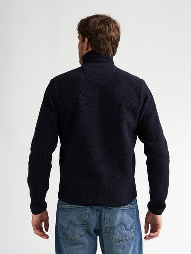 Petrol Textured Zip-Collar Fleece Sweatshirt SWC332 5092 - Royal Navy