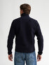 Petrol Textured Zip-Collar Fleece Sweatshirt SWC332 5092 - Royal Navy