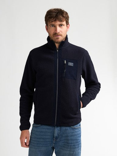 Petrol Textured Zip-Collar Fleece Sweatshirt SWC332 5092 - Royal Navy