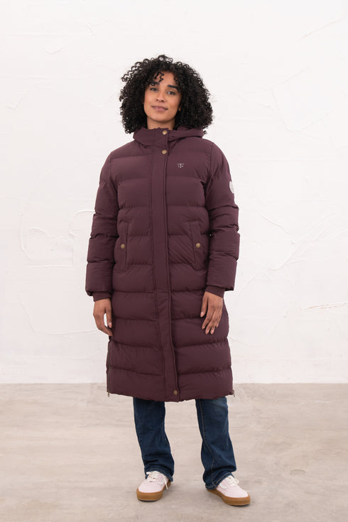 Lighthouse Savannah AW26 in Damson/Grape Longline Padded Winter Coat with Recycled Fill